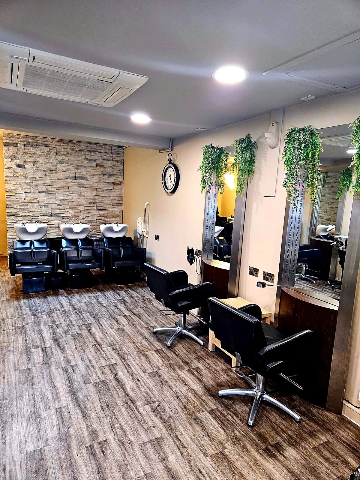 Honey Browns Hair Salon interior — wash stations and styling chairs, Cork